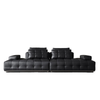 Lattice Black 4-Seater Leather Sofa