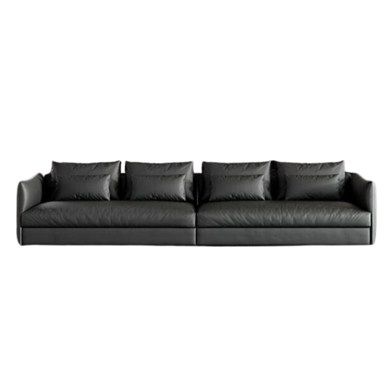 Lusso Black Leather Sofa With Chaise