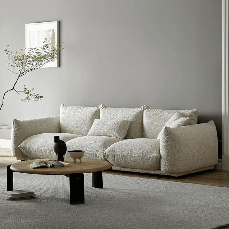 Ciabatta 3-Seater White Fabric Sofa
