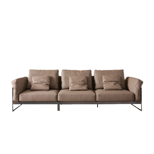 Priscilla Brown Leather 3-Seater Sofa