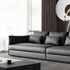 Lusso Black Leather Sofa With Chaise