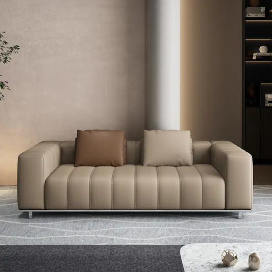Pianoforte Brown Leather 2-Seaters Sofa