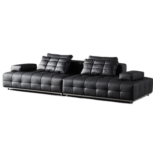 Lattice Black 4-Seater Leather Sofa