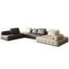 Lattice Black Leather Sectional With Chaise