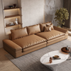 Biscotti Brown Leather Sectional Sofa With Chaise