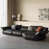 Flore Black Genuine Leather Sectional