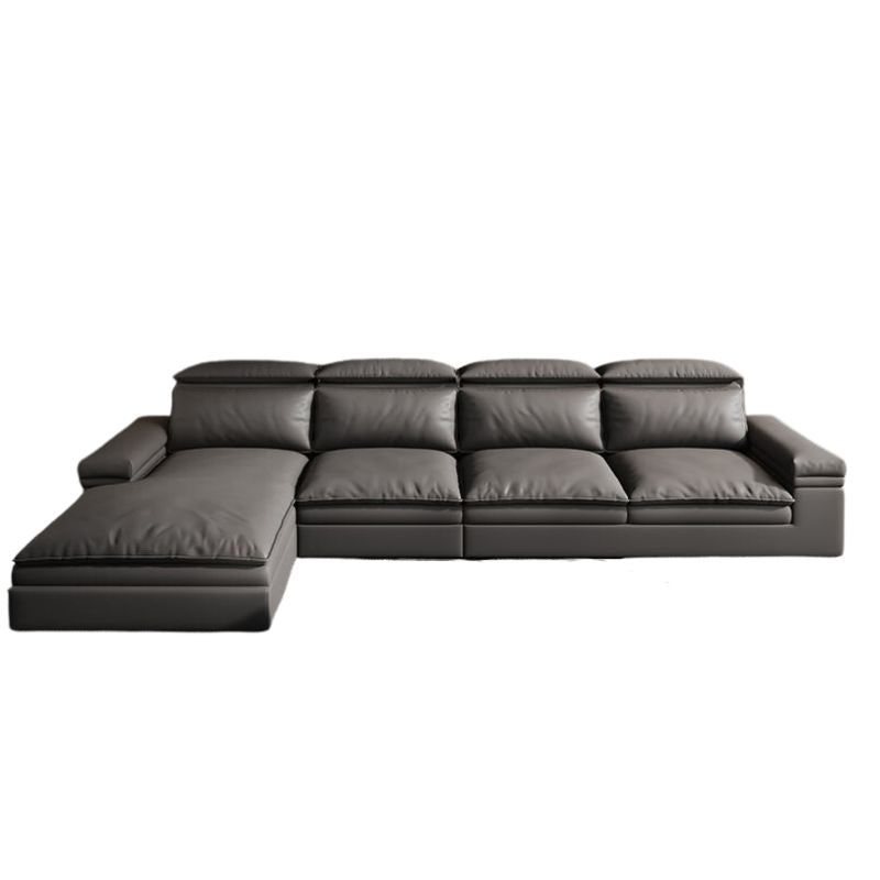 Cameo Grey Leather Sectional With Chaise