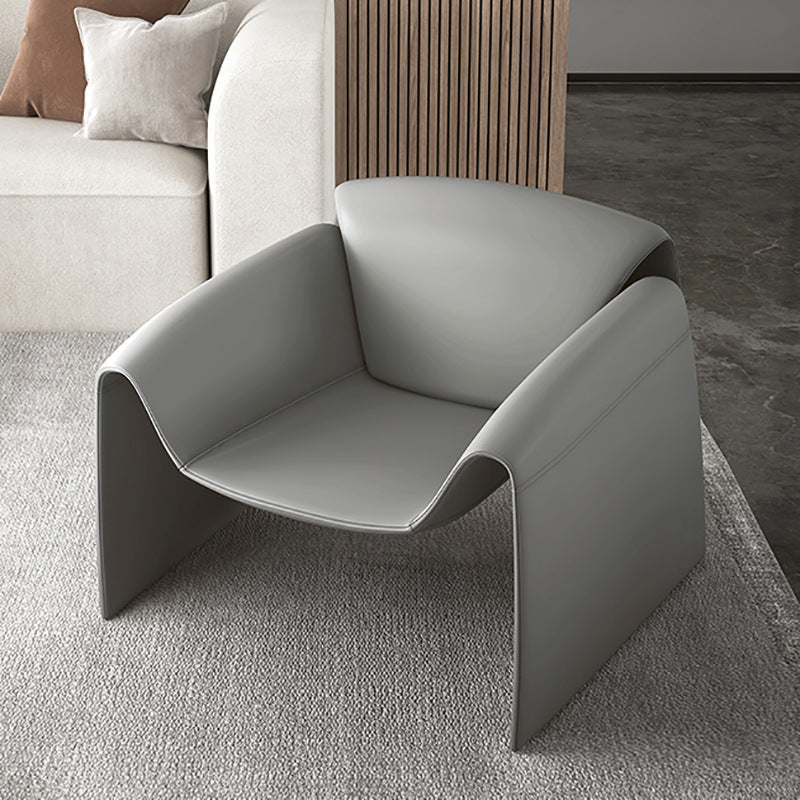 Noemi Grey Leather Accent Armchair