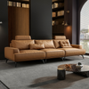Nerola Brown Modular Leather Sofa With Ottoman