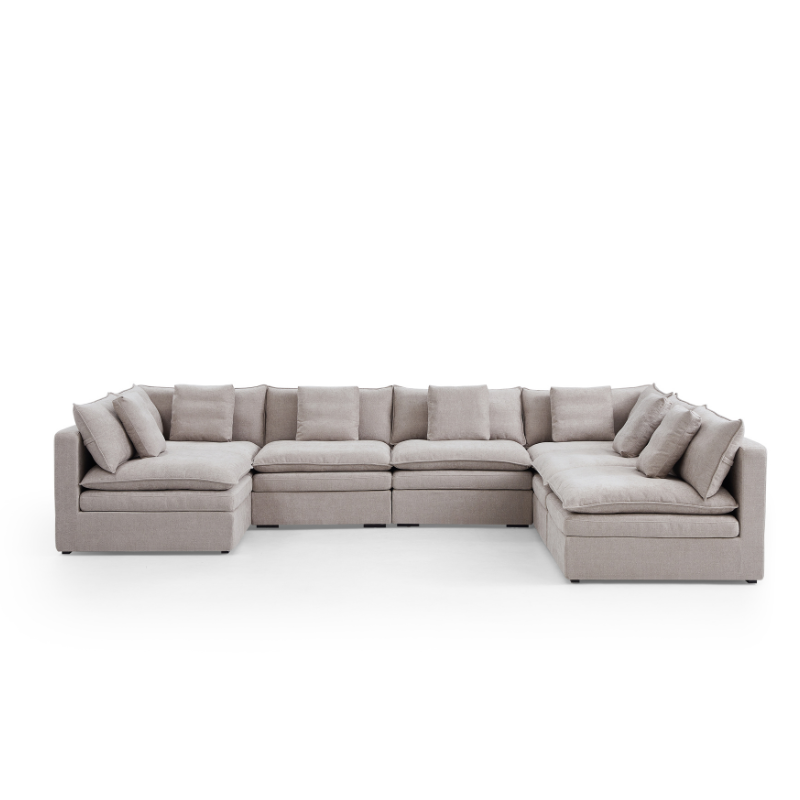Panino Light Grey 7-Seater Sectional Sofa With Ottoman