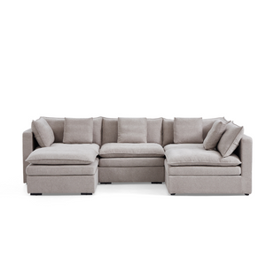 Panino Light Grey U-Shaped Sectional Sofa With Ottoman