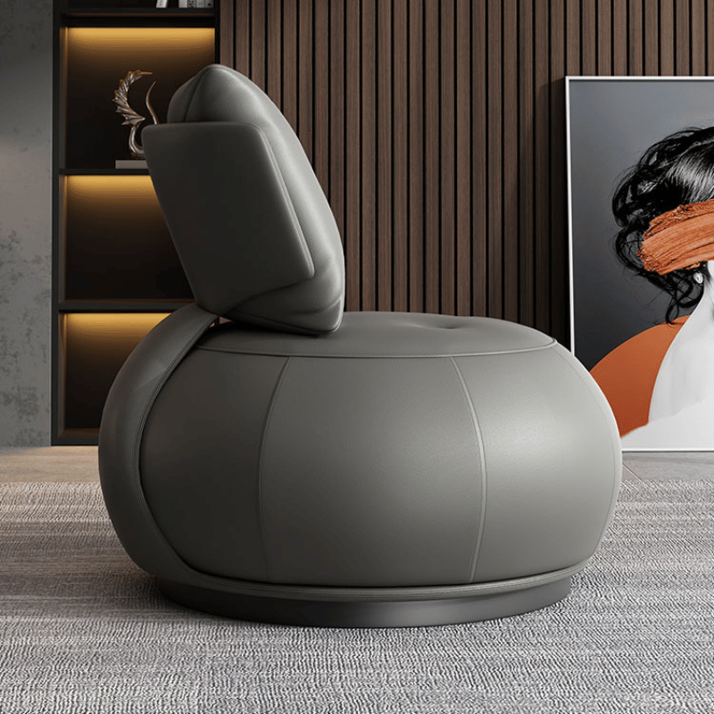 Carlotta Leather Round Swivel Accent Chair