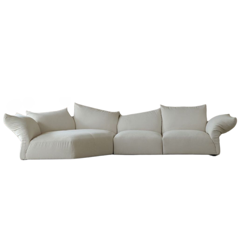 Flore White Chenille Sectional With Chaise
