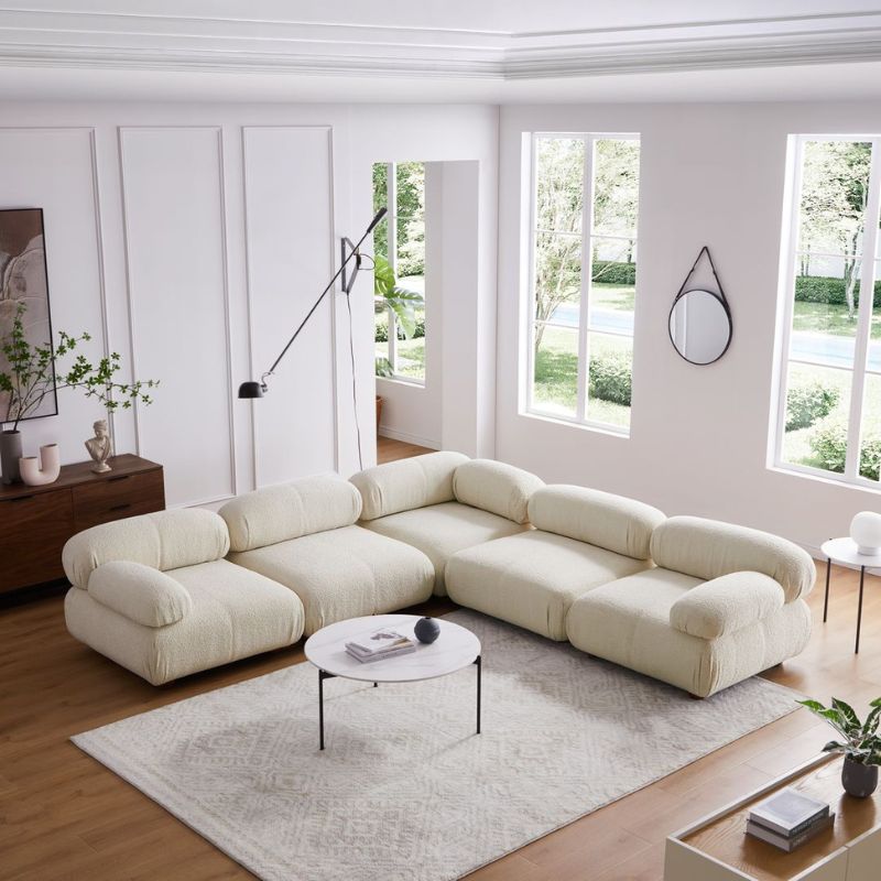 Pane White L-Shaped Couch