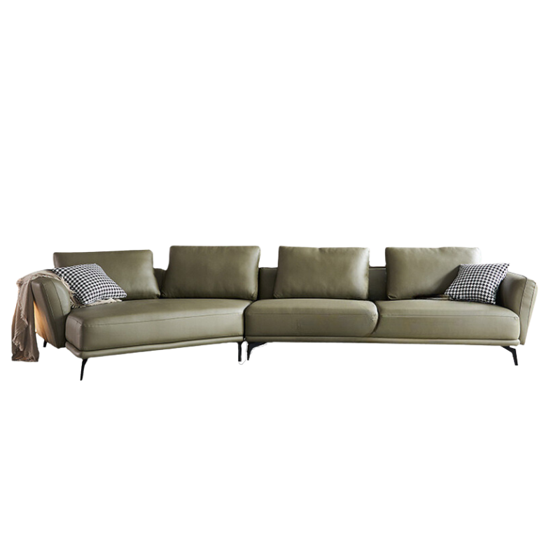 Nerola Green Leather Sectional
