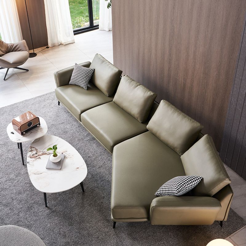 Nerola Green Leather Sectional
