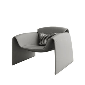Noemi Grey Leather Accent Armchair