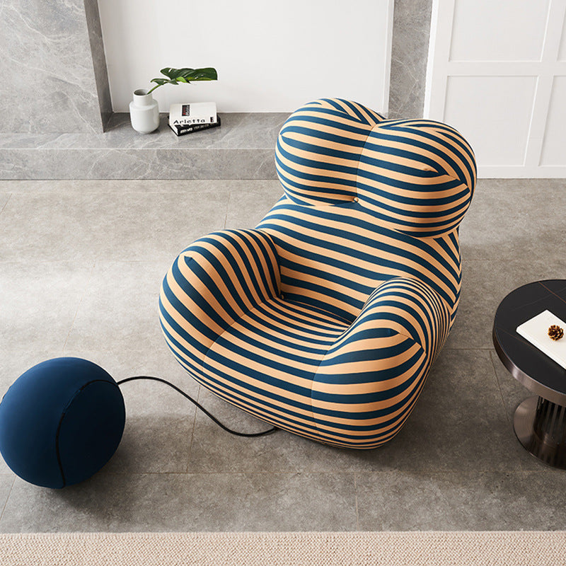 Ambra Striped Accent Armchair With Ottoman